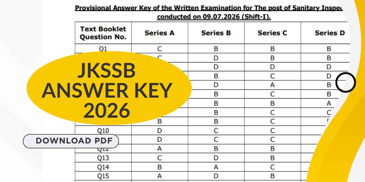 JKSSB Sanitary Inspector & Junior Ophthalmic Technician Answer Key 2026